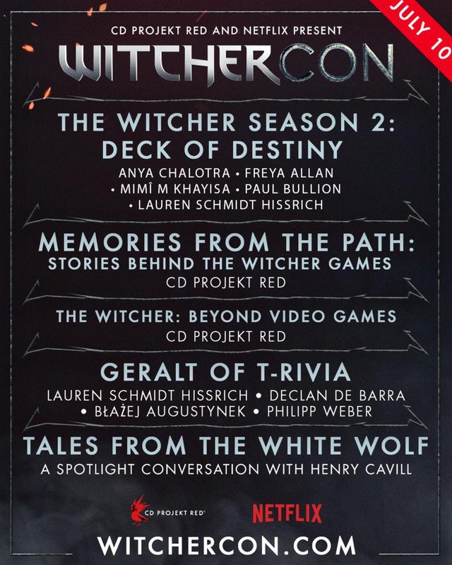 Netflix announced the official schedule of WitcherCon, the most anticipated event for fans of The Witcher 2